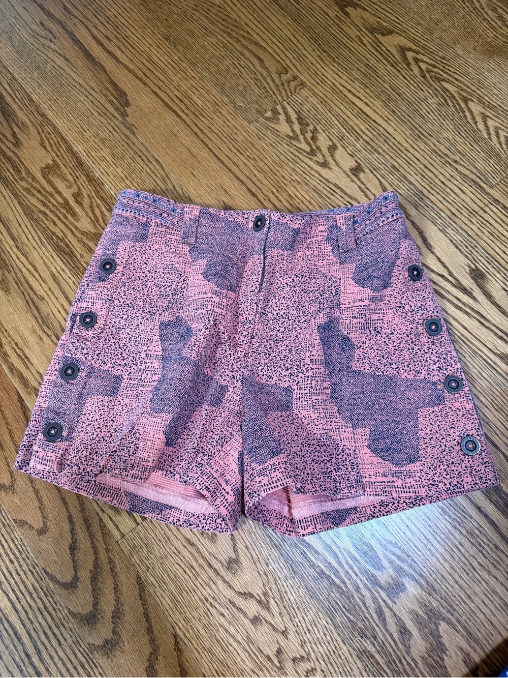Pink Patterned Women’s Button-Accent Shorts